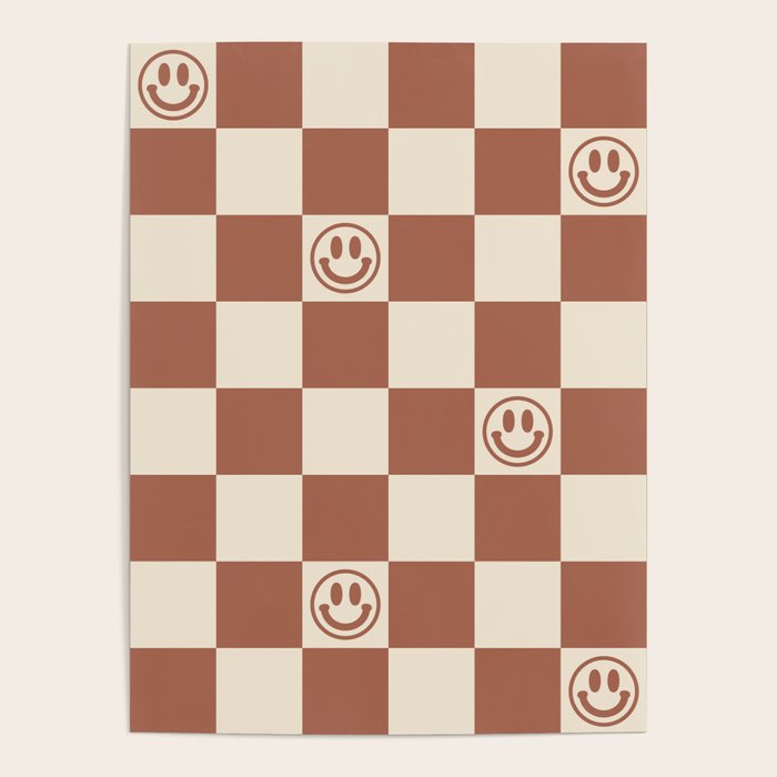 Smiley Face & Checkerboard (Milk Chocolate Colors) Poster Gallery Image 4