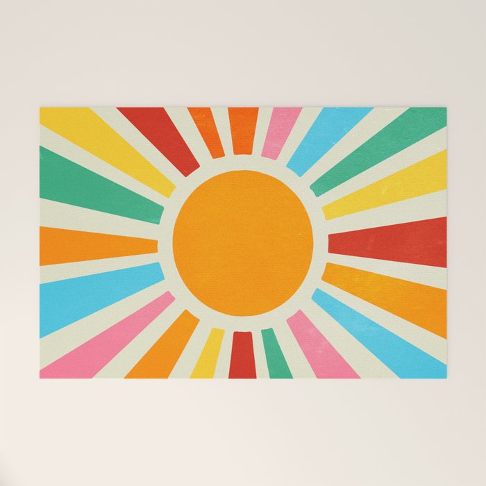 Retro Sunrise: Rainbow Edition Welcome Mat Gallery Image 1