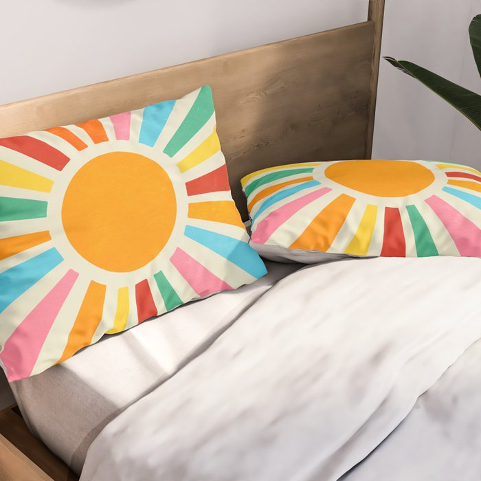 Retro Sunrise: Rainbow Edition Pillow Sham Gallery Image 2