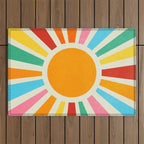 Retro Sunrise: Rainbow Edition Outdoor Rug Gallery Image 1