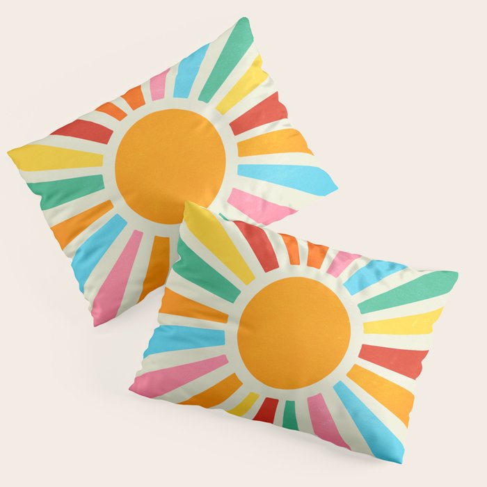 Retro Sunrise: Rainbow Edition Pillow Sham Gallery Image 3
