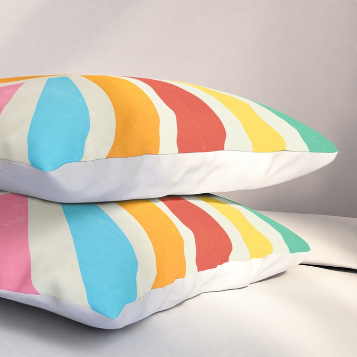 Retro Sunrise: Rainbow Edition Pillow Sham Gallery Image 3