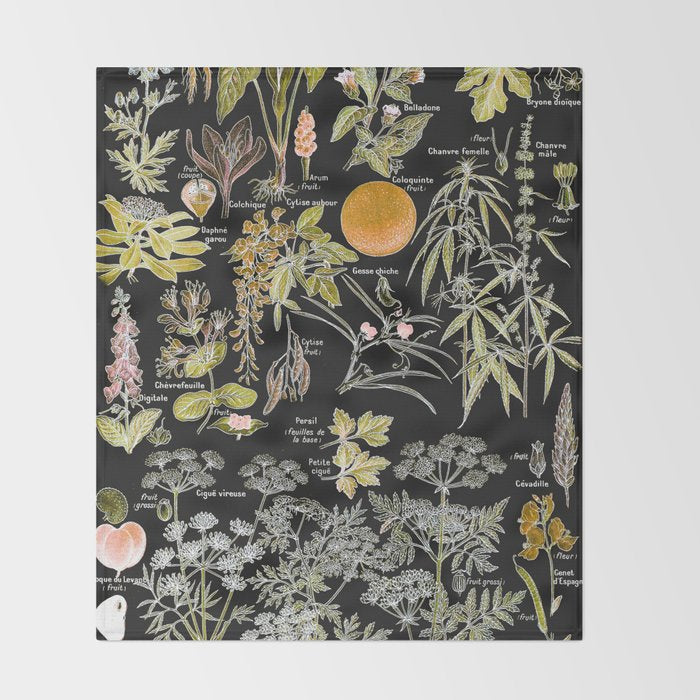 Adolphe Millot - Plantes dangereuses B (dangerous plants B) Throw Blanket Gallery Image 2