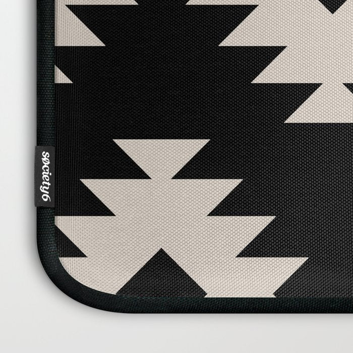 Southwestern Pattern 542 Black and Linen White Laptop Sleeve Gallery Image 3