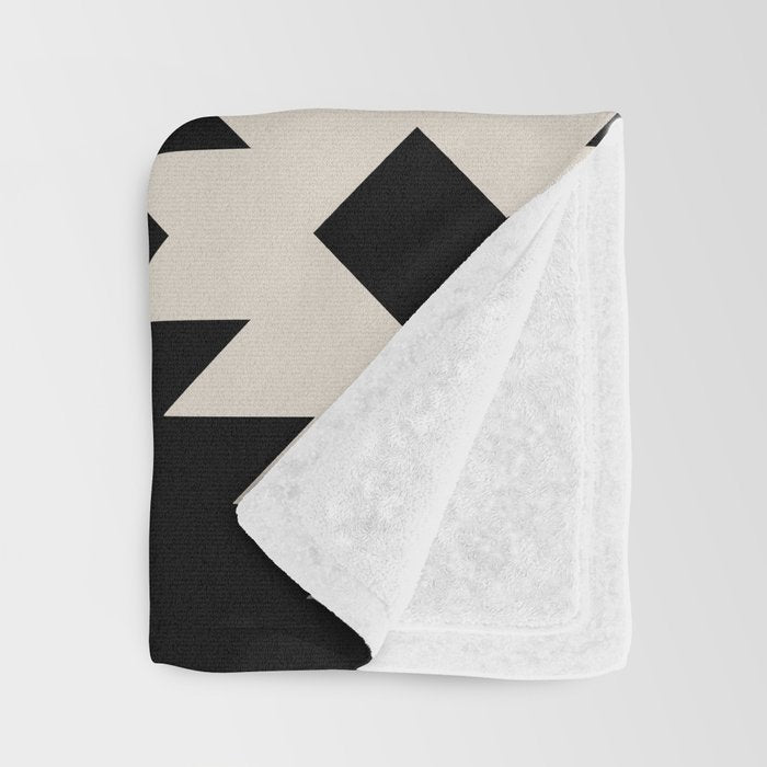Southwestern Pattern 542 Black and Linen White Throw Blanket Gallery Image 3