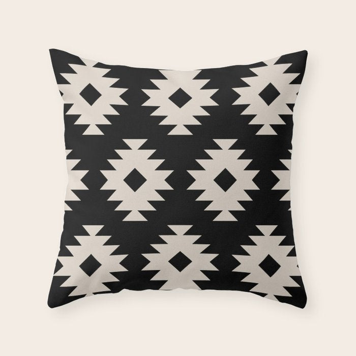 Southwestern Pattern 542 Black and Linen White Throw Pillow Gallery Image 6
