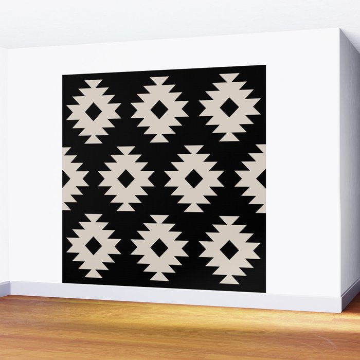 Southwestern Pattern 542 Black and Linen White Wall Mural Gallery Image 2