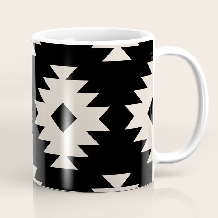 Southwestern Pattern 542 Black and Linen White Coffee Mug Gallery Image 1