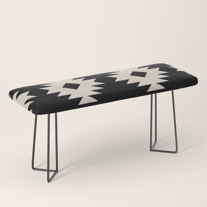 Southwestern Pattern 542 Black and Linen White Bench Gallery Image 1