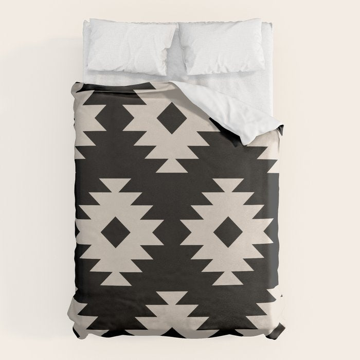 Southwestern Pattern 542 Black and Linen White Duvet Cover Gallery Image 6