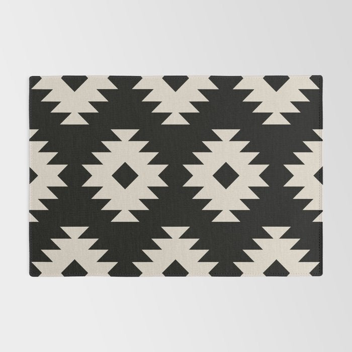 Southwestern Pattern 542 Black and Linen White Rug Gallery Image 2