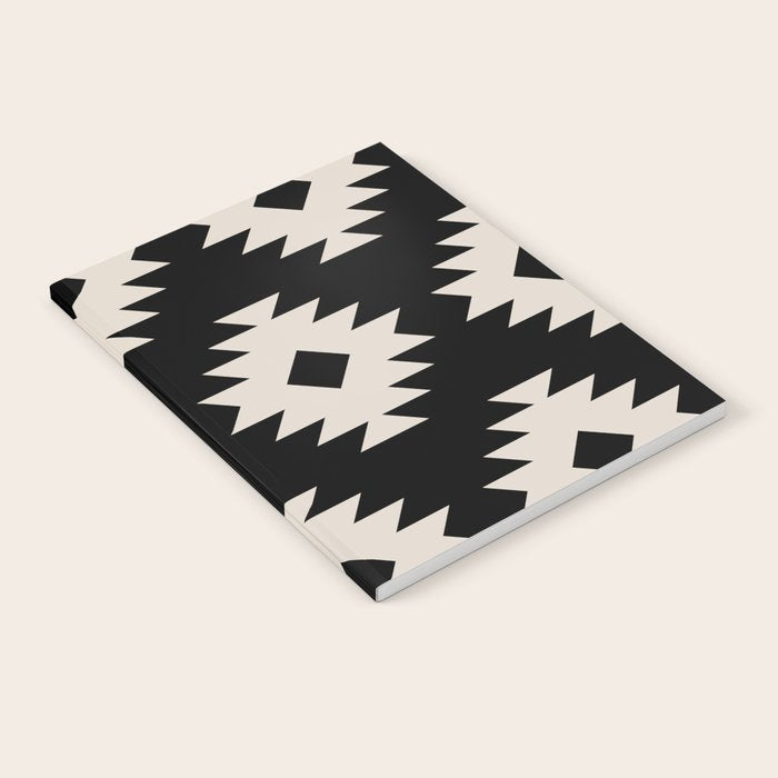 Southwestern Pattern 542 Black and Linen White Notebook Gallery Image 1