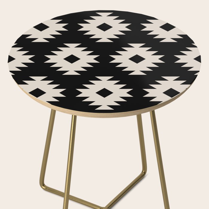 Southwestern Pattern 542 Black and Linen White Side Table Gallery Image 2
