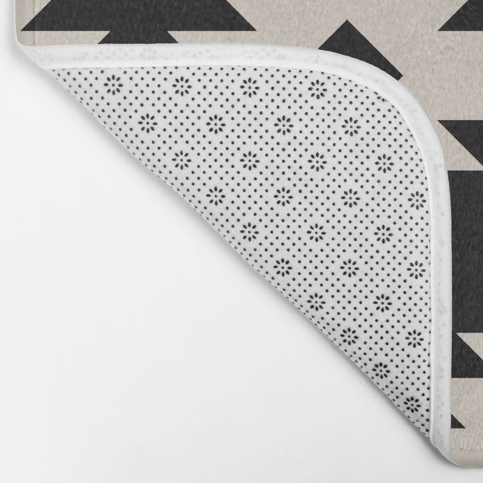 Southwestern Pattern 542 Black and Linen White Bath Mat Gallery Image 2