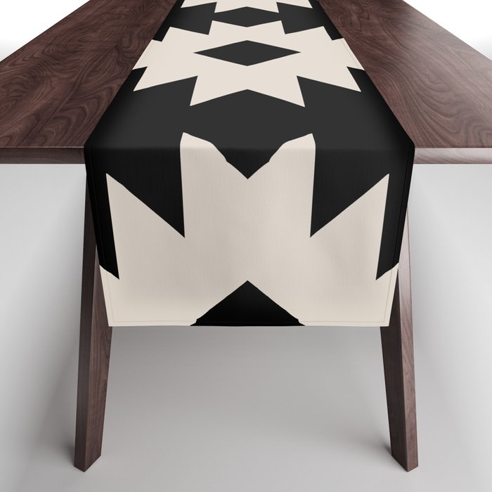 Southwestern Pattern 542 Black and Linen White Table Runner Gallery Image 1