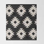 Southwestern Pattern 542 Black and Linen White Throw Blanket Gallery Image 2