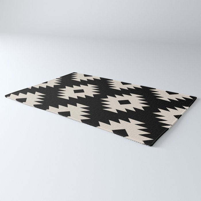 Southwestern Pattern 542 Black and Linen White Rug Gallery Image 3