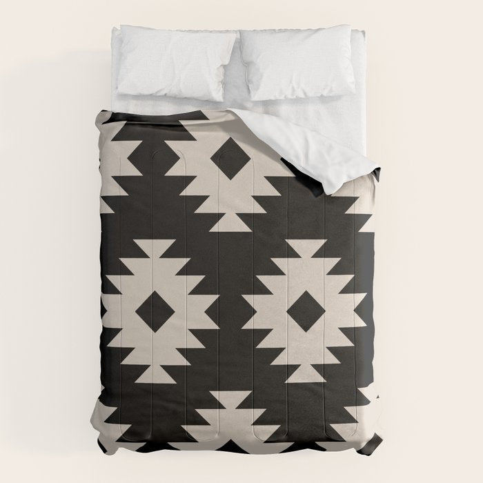 Southwestern Pattern 542 Black and Linen White Comforter Gallery Image 1