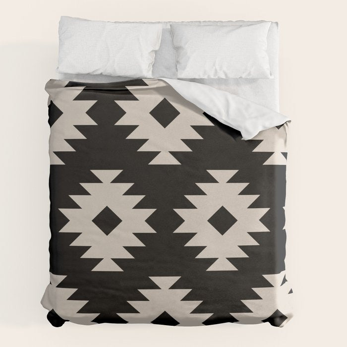Southwestern Pattern 542 Black and Linen White Duvet Cover Gallery Image 2