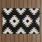 Southwestern Pattern 542 Black and Linen White Outdoor Rug Gallery Image 1