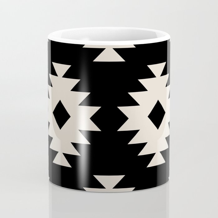 Southwestern Pattern 542 Black and Linen White Coffee Mug Gallery Image 4