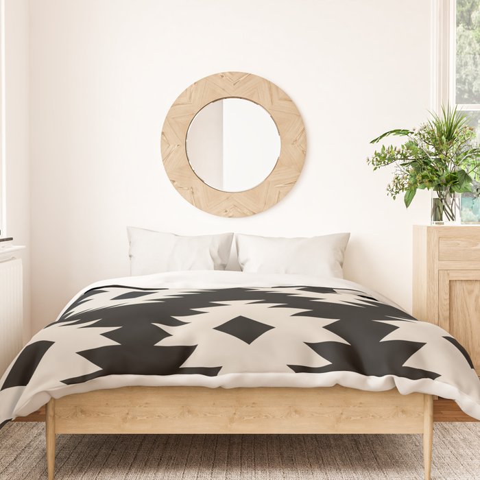 Southwestern Pattern 542 Black and Linen White Duvet Cover Gallery Image 3