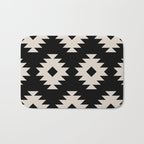 Southwestern Pattern 542 Black and Linen White Bath Mat Gallery Image 1