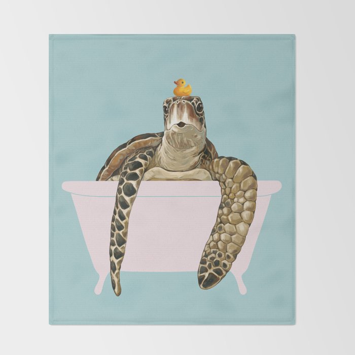 Sea Turtle in Bathtub Throw Blanket Gallery Image 2