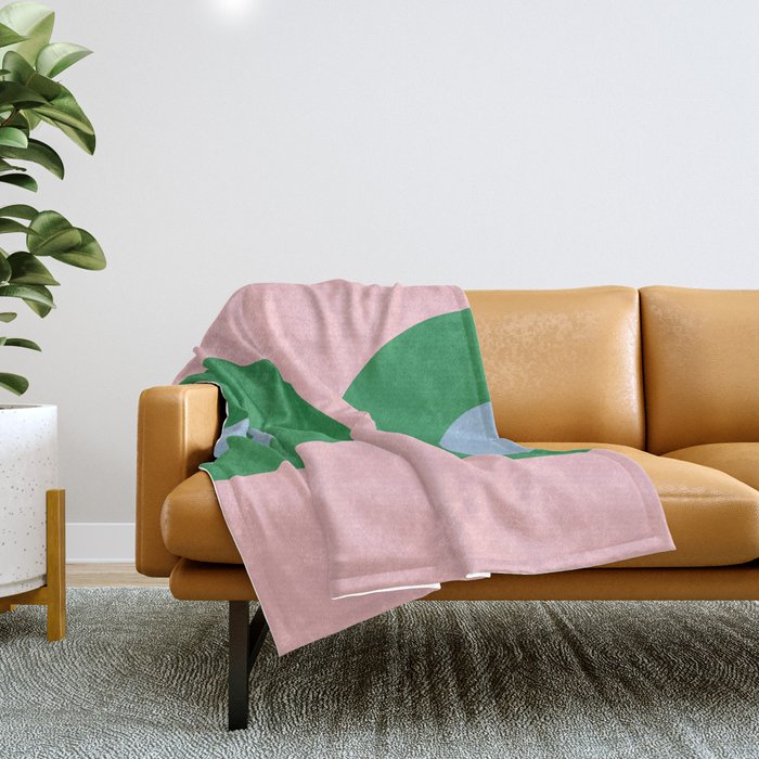 Bold Minimal Double Arch Pattern in Pink, Green, and Pastel Blue Throw Blanket Gallery Image 1