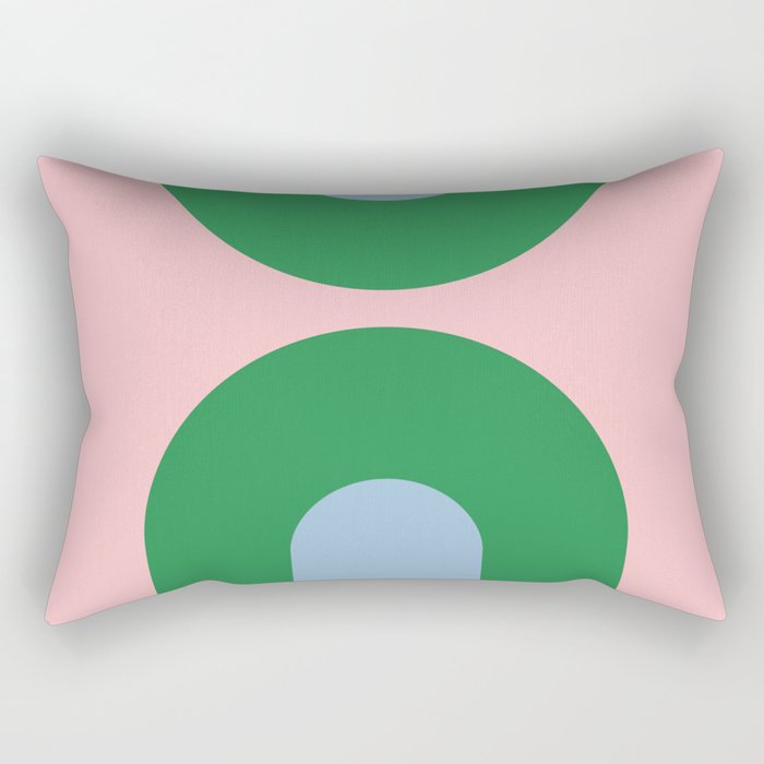 Bold Minimal Double Arch Pattern in Pink, Green, and Pastel Blue Rectangular Pillow Gallery Image 2