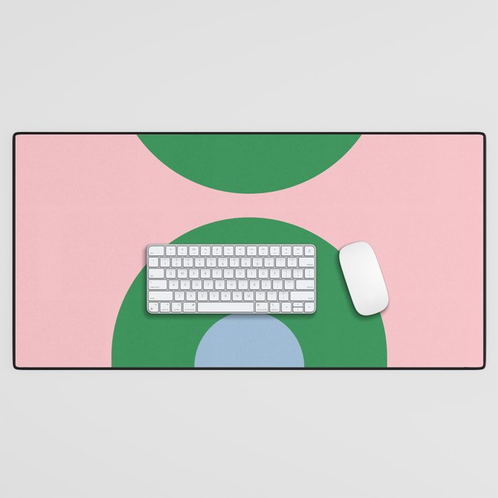 Bold Minimal Double Arch Pattern in Pink, Green, and Pastel Blue Desk Mat Gallery Image 1
