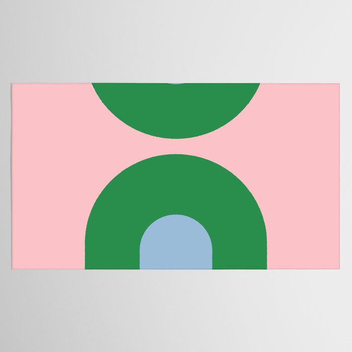 Bold Minimal Double Arch Pattern in Pink, Green, and Pastel Blue Tablecloth Gallery Image 2