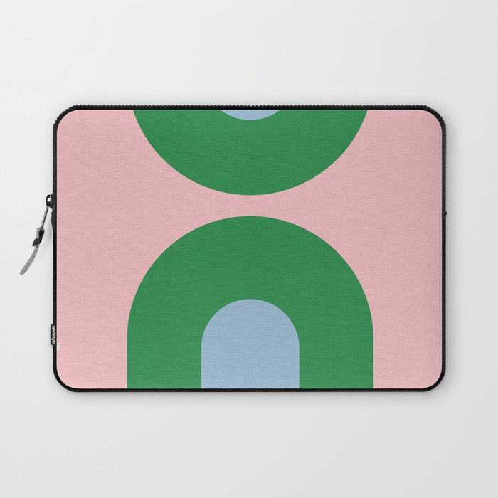 Bold Minimal Double Arch Pattern in Pink, Green, and Pastel Blue Laptop Sleeve Gallery Image 1