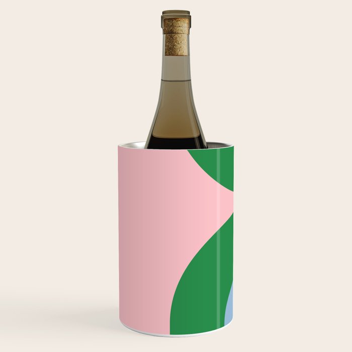Bold Minimal Double Arch Pattern in Pink, Green, and Pastel Blue Wine Chiller Gallery Image 2