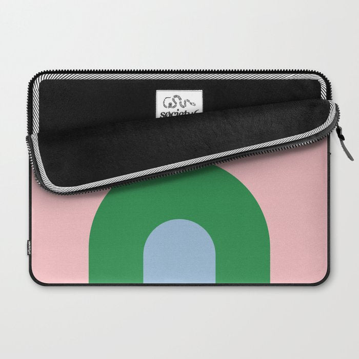 Bold Minimal Double Arch Pattern in Pink, Green, and Pastel Blue Laptop Sleeve Gallery Image 2