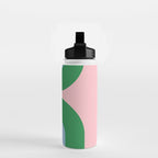 Bold Minimal Double Arch Pattern in Pink, Green, and Pastel Blue Water Bottle Gallery Image 2
