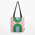 Bold Minimal Double Arch Pattern in Pink, Green, and Pastel Blue Tote Bag Gallery Image 2