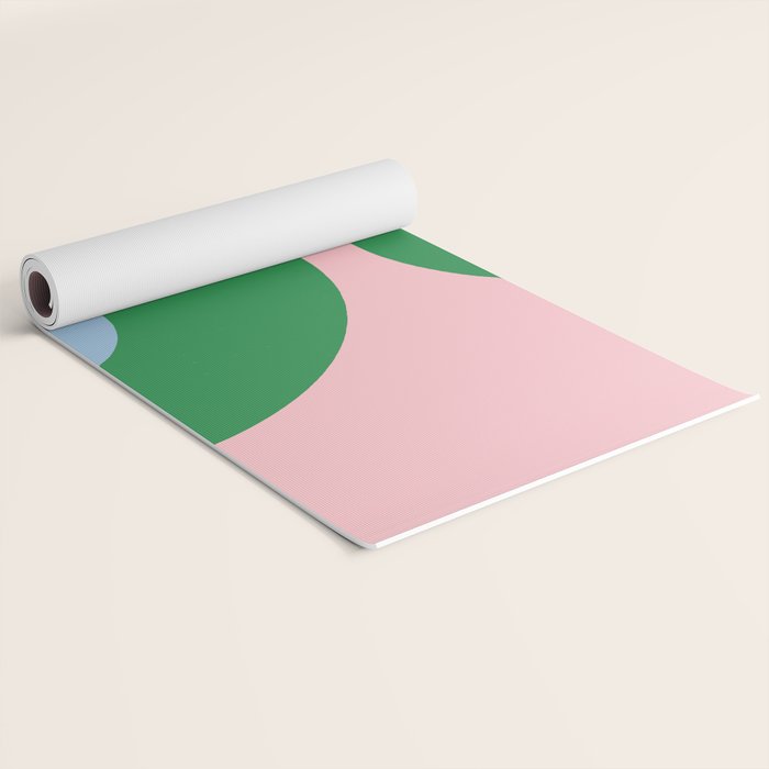 Bold Minimal Double Arch Pattern in Pink, Green, and Pastel Blue Yoga Mat Gallery Image 2