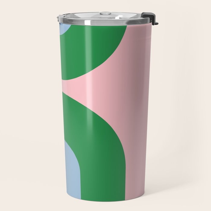 Bold Minimal Double Arch Pattern in Pink, Green, and Pastel Blue Travel Mug Gallery Image 2