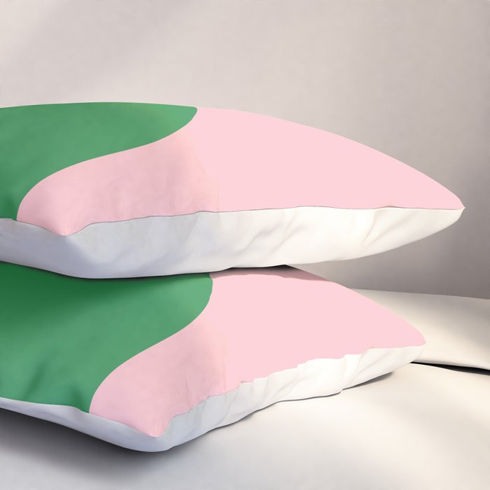 Bold Minimal Double Arch Pattern in Pink, Green, and Pastel Blue Pillow Sham Gallery Image 3