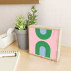 Bold Minimal Double Arch Pattern in Pink, Green, and Pastel Blue Mini Art Print Gallery Image 2