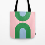 Bold Minimal Double Arch Pattern in Pink, Green, and Pastel Blue Tote Bag Gallery Image 1