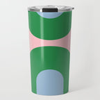 Bold Minimal Double Arch Pattern in Pink, Green, and Pastel Blue Travel Mug Gallery Image 1