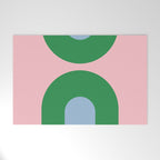 Bold Minimal Double Arch Pattern in Pink, Green, and Pastel Blue Welcome Mat Gallery Image 1