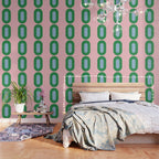 Bold Minimal Double Arch Pattern in Pink, Green, and Pastel Blue Wallpaper Gallery Image 3