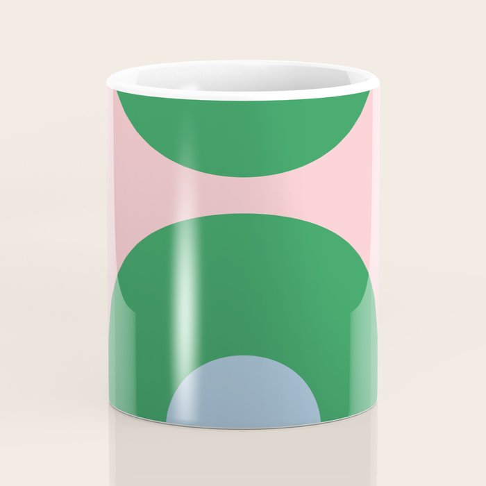 Bold Minimal Double Arch Pattern in Pink, Green, and Pastel Blue Coffee Mug Gallery Image 4