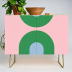 Bold Minimal Double Arch Pattern in Pink, Green, and Pastel Blue Credenza Gallery Image 1