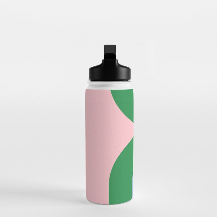Bold Minimal Double Arch Pattern in Pink, Green, and Pastel Blue Water Bottle Gallery Image 3