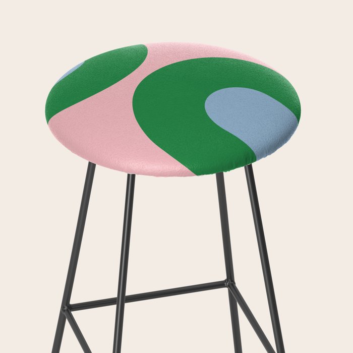 Bold Minimal Double Arch Pattern in Pink, Green, and Pastel Blue Stool Gallery Image 2