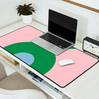 Bold Minimal Double Arch Pattern in Pink, Green, and Pastel Blue Desk Mat Gallery Image 2